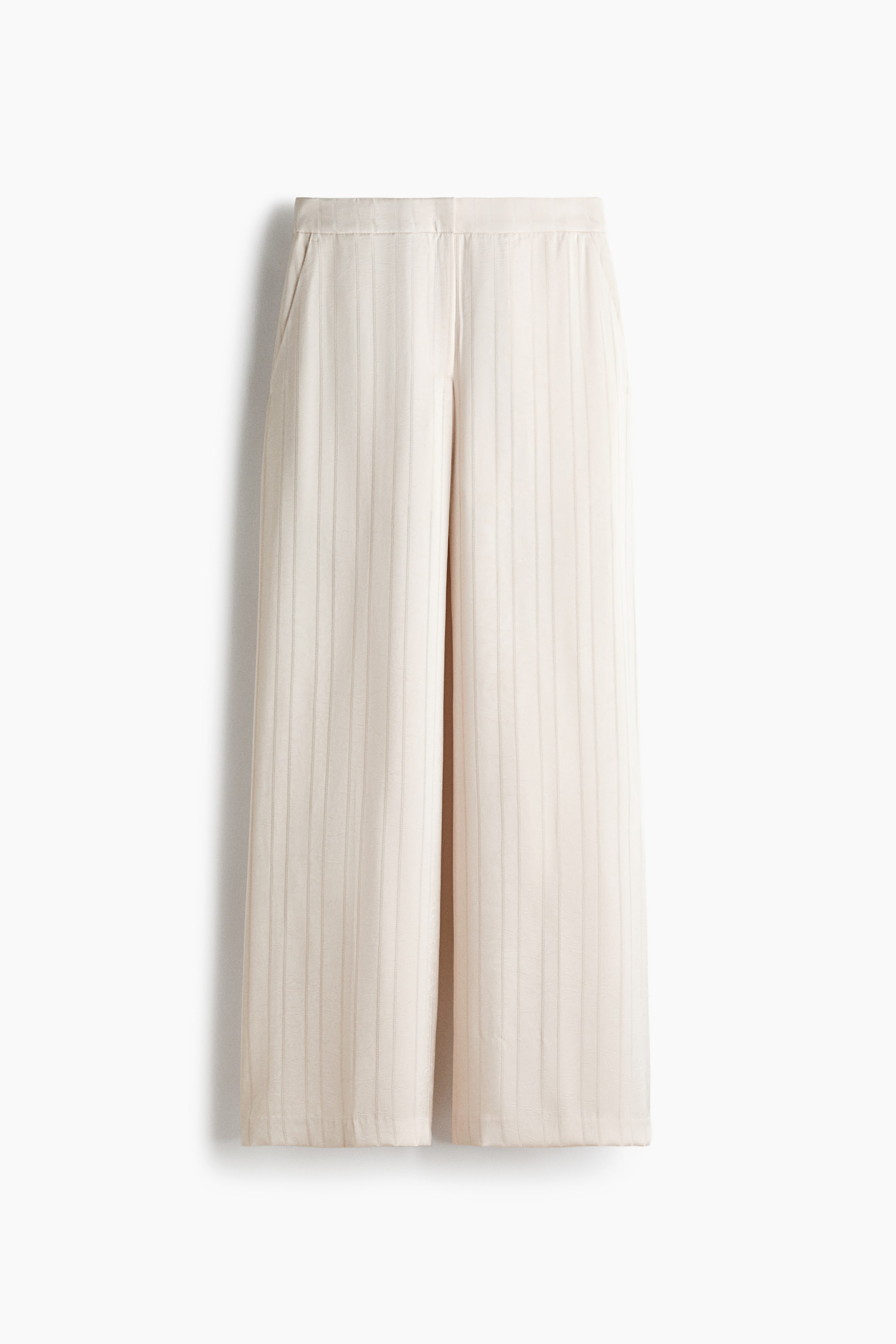 查看大圖: 修身寬管褲 - 奶油色/條紋 - Ladies | H&M HK 4