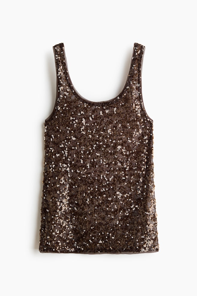 Abito da mare con paillettes - Marrone scuro - 1