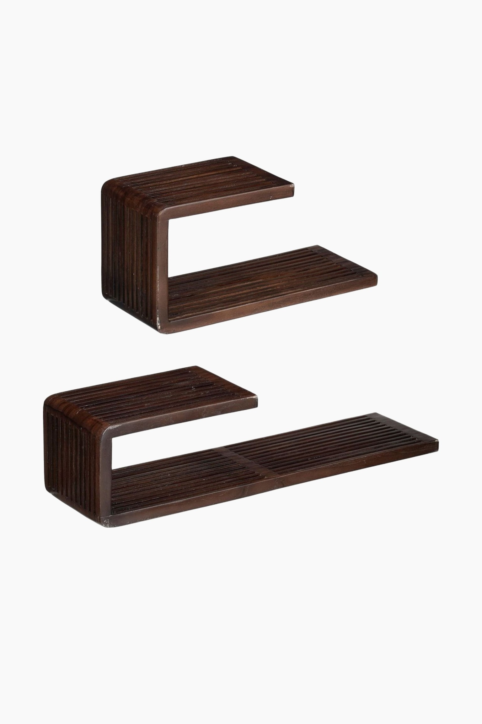 Wandregale Aus Recyceltem Holz - Dunkelbraun - 1