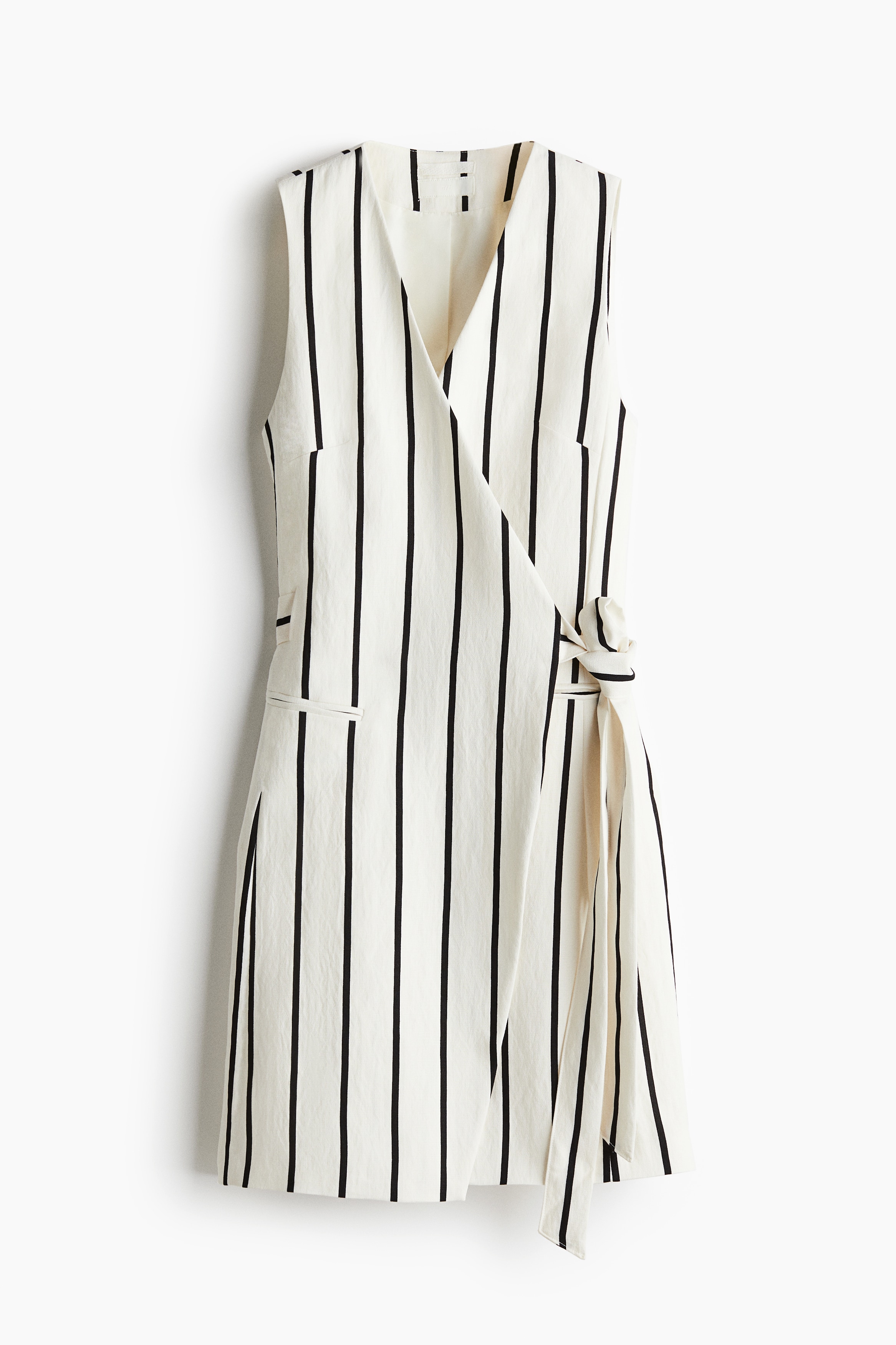 Vestido blazer cruzado - Blanco/Rayas negras