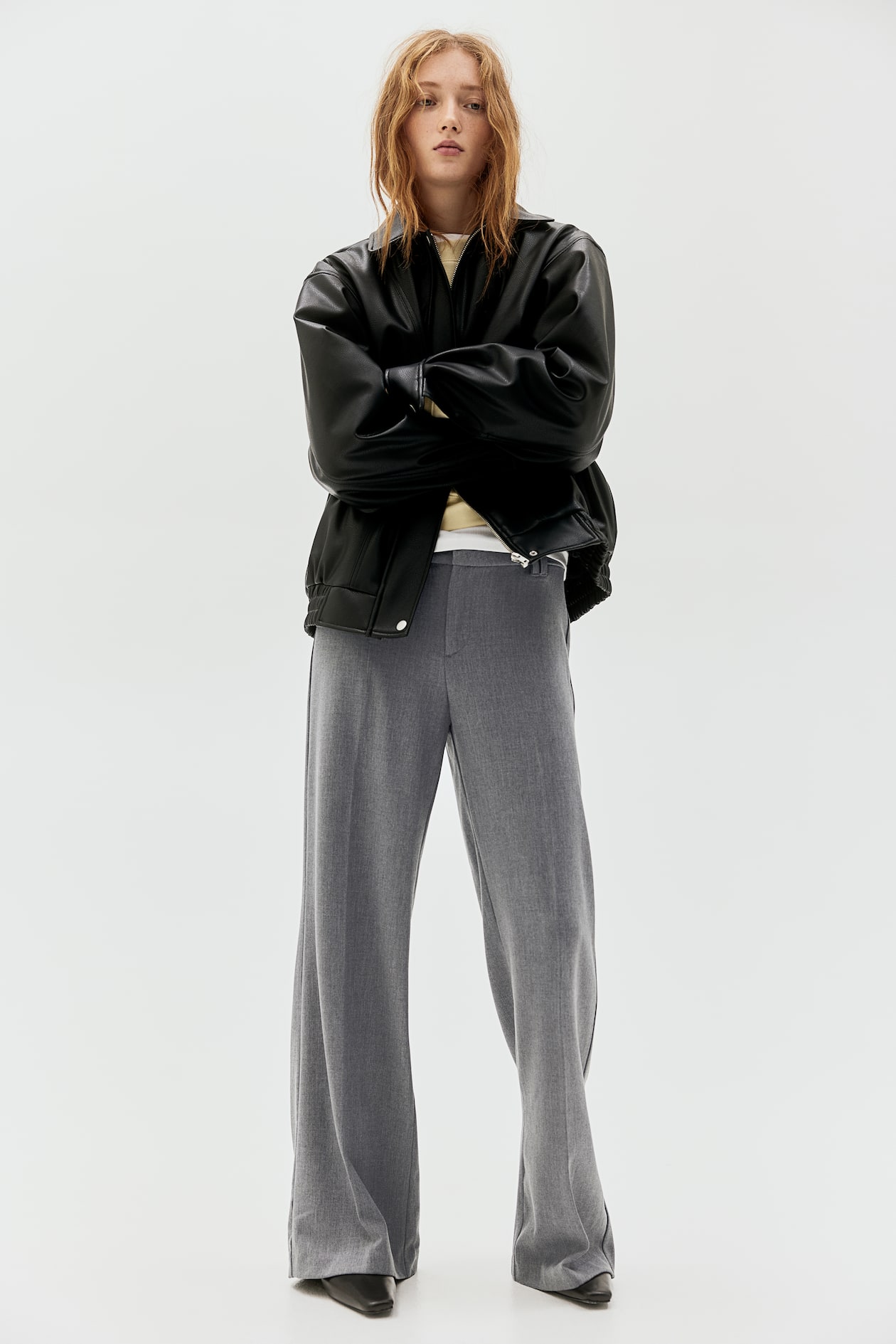 ワイドテーラードパンツ - グレーメランジ - レディース | H&M JP 