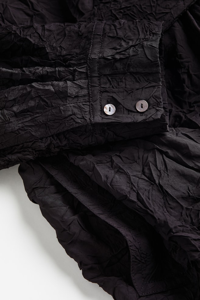 Robe portefeuille en tissu texturé - Noir/Beige clair - 2