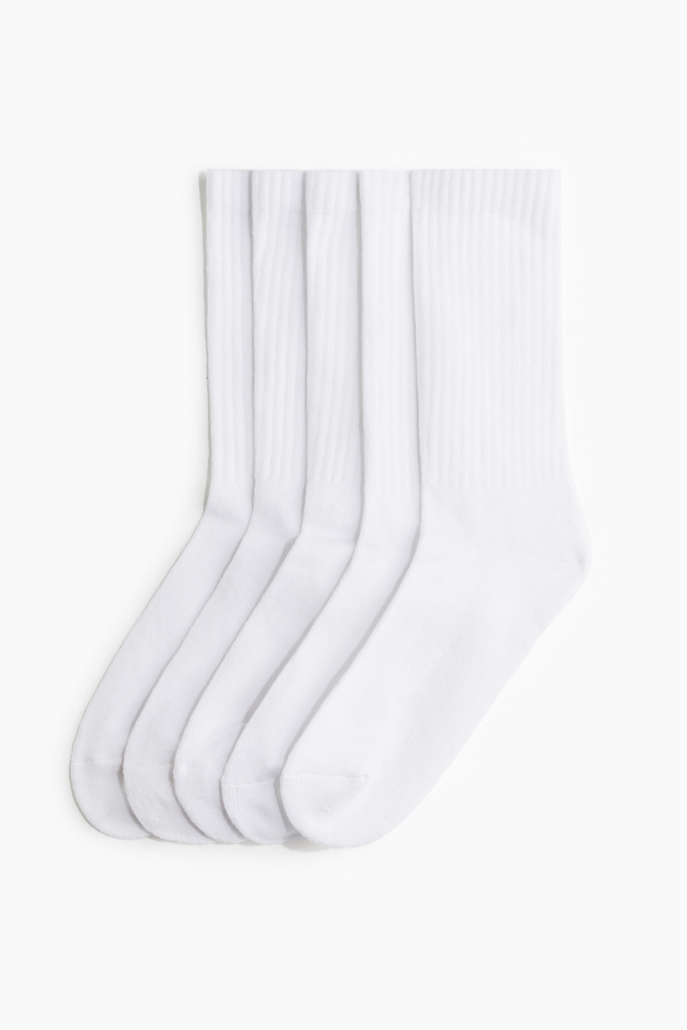 Ladies - White 5-pack ribbed socks - Size: 3-5  - H&M