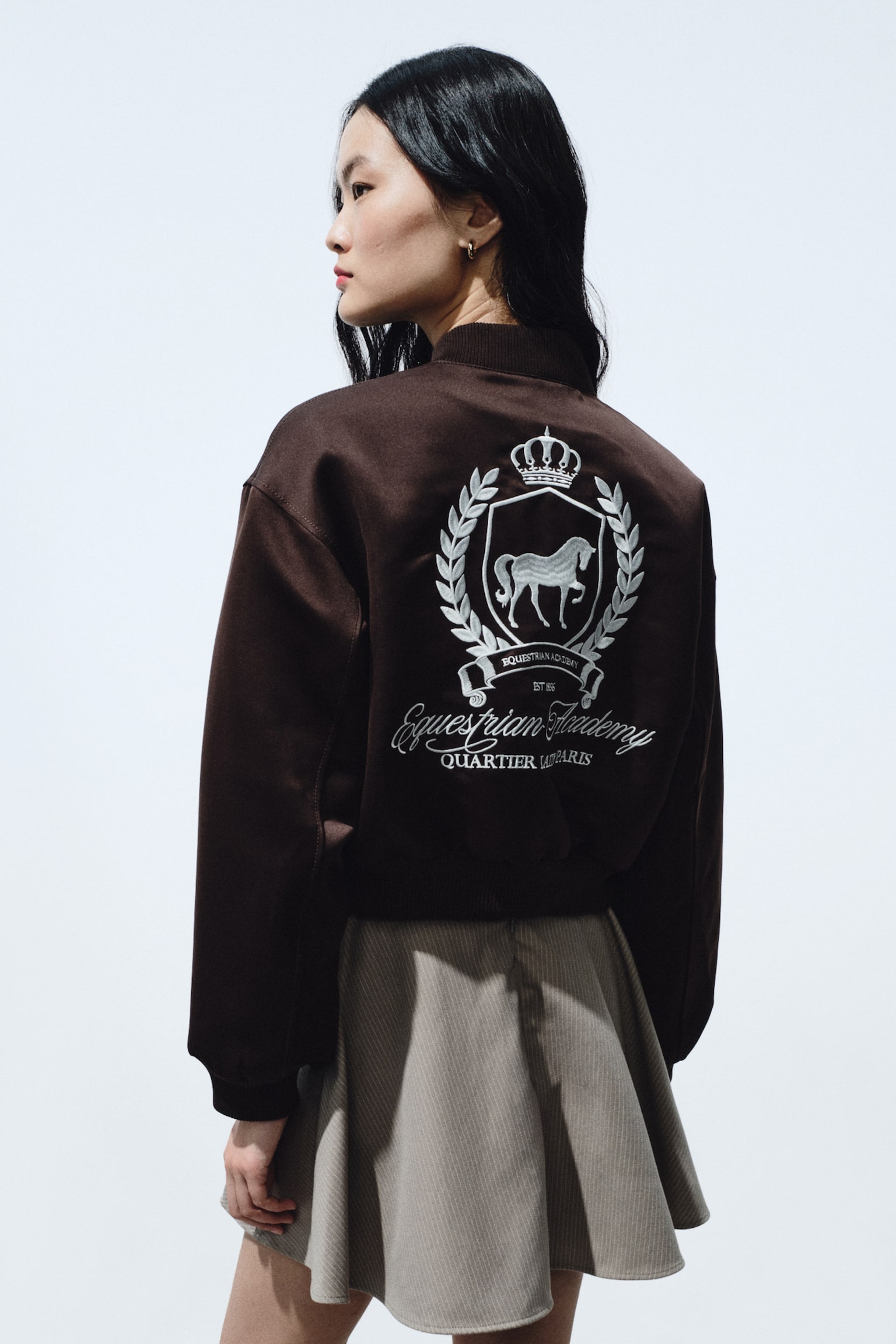 Circular twill skort - Beige/Pinstriped - 4