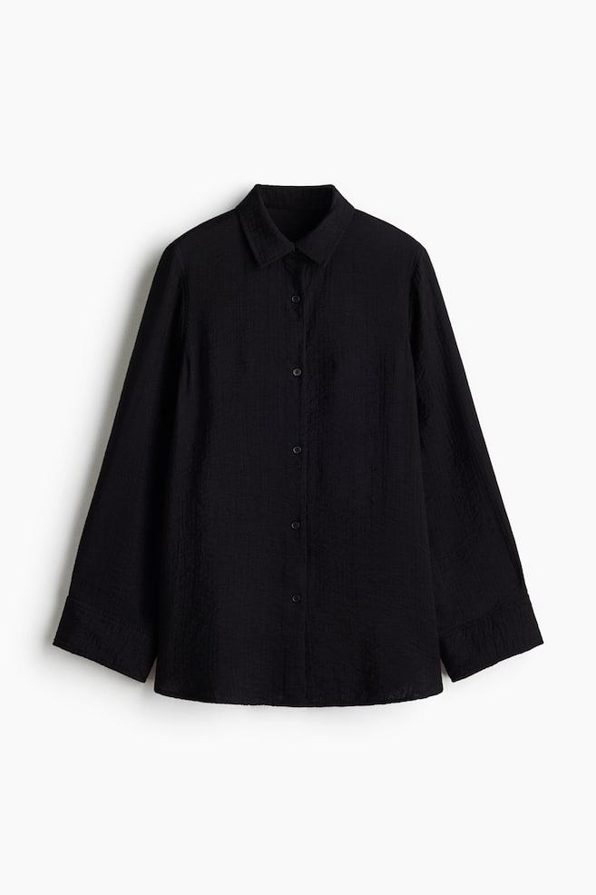 Camisa efecto arrugado en mezcla de viscosa - Negro/Beige claro - 1