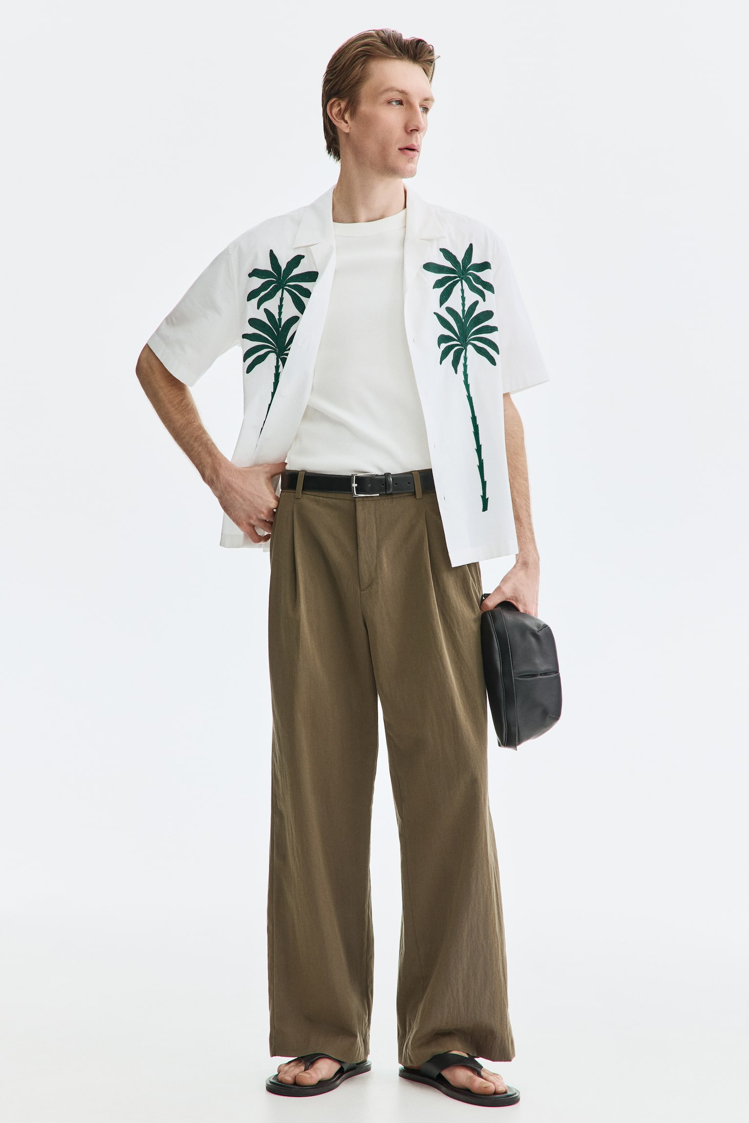 חולצת ריזורט עם רקמה Relaxed Fit - 4