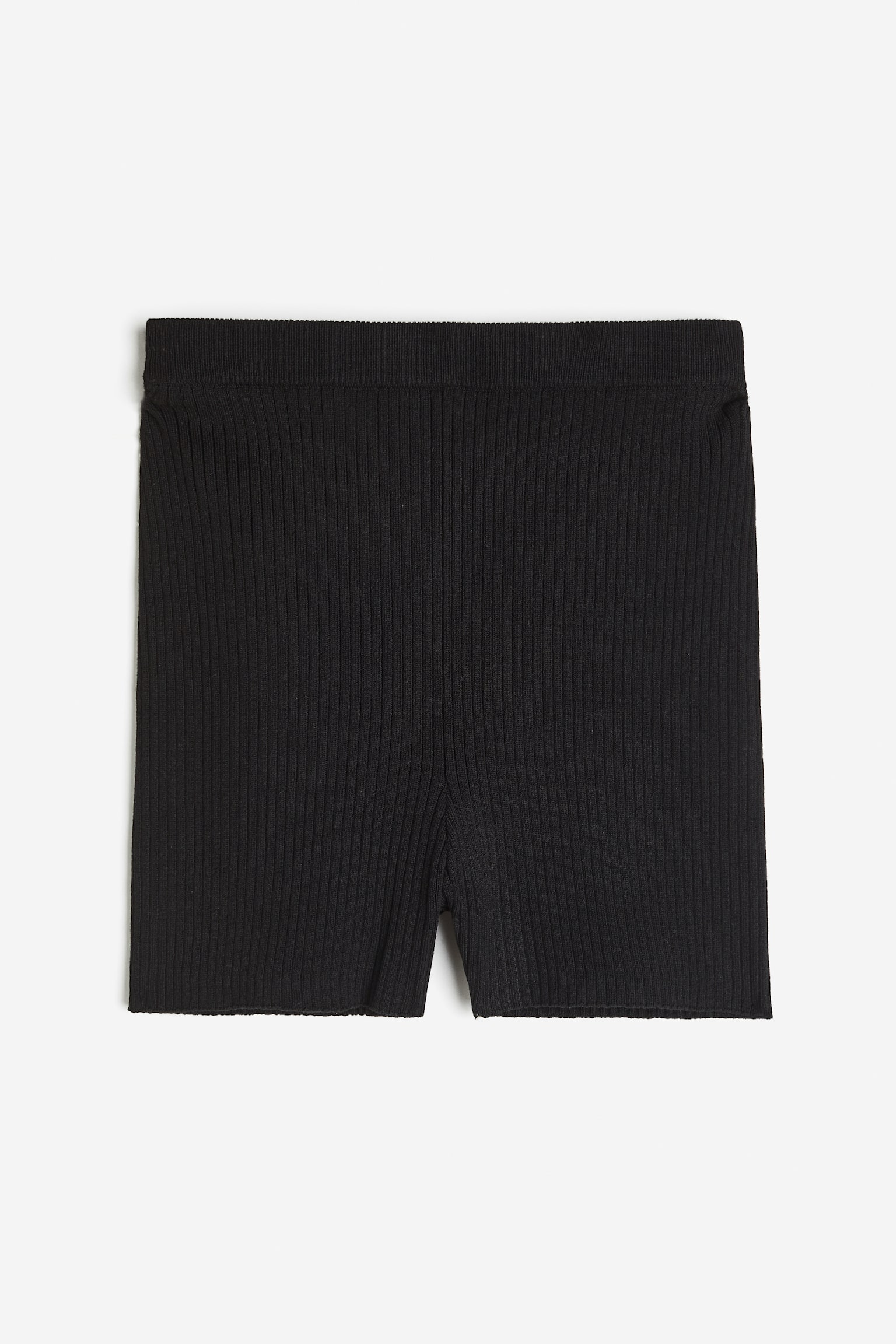 Rib-knit biker shorts - Black - 1