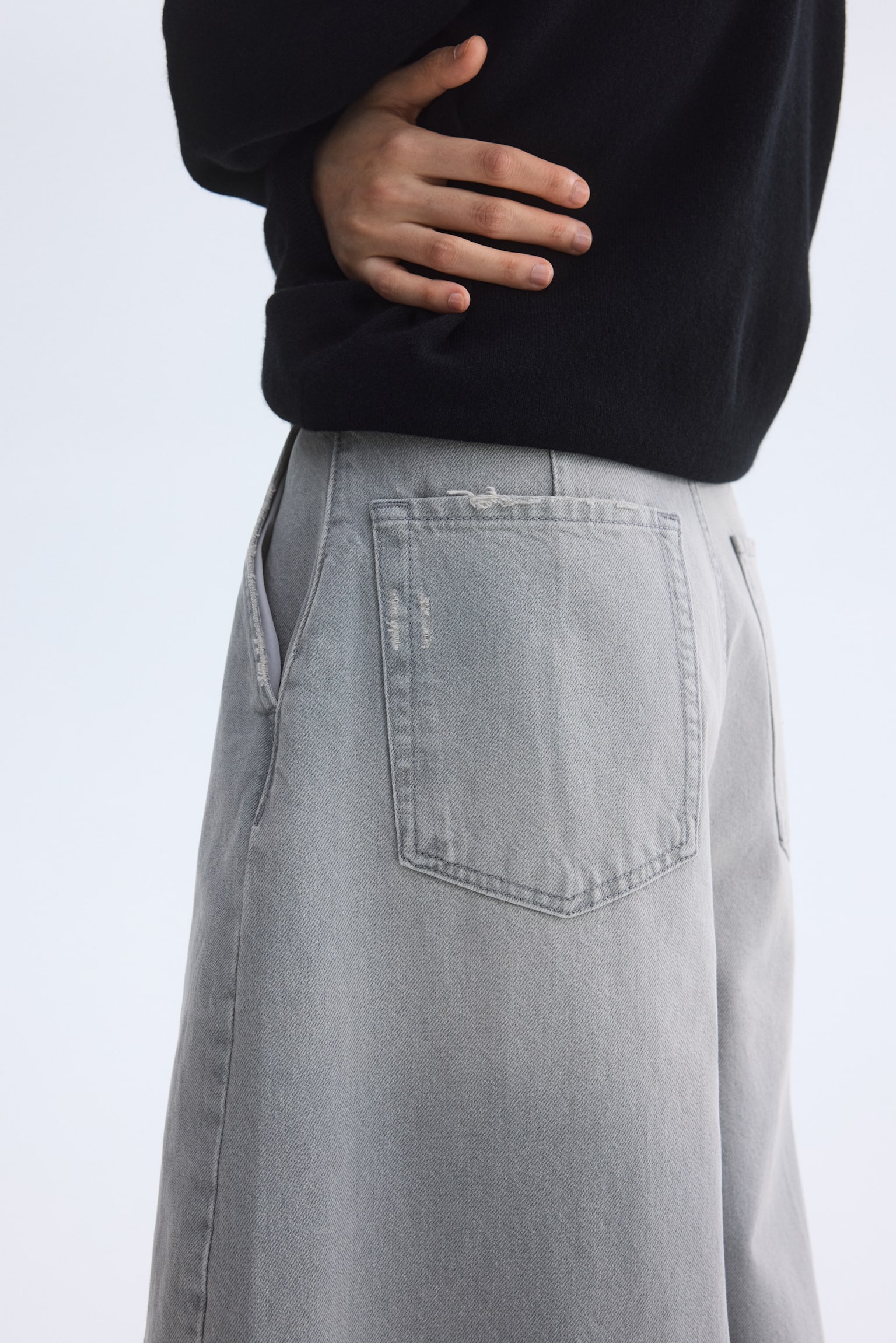 Barrel Leg Regular Waist Jeans - Gri-denim deschis - 5