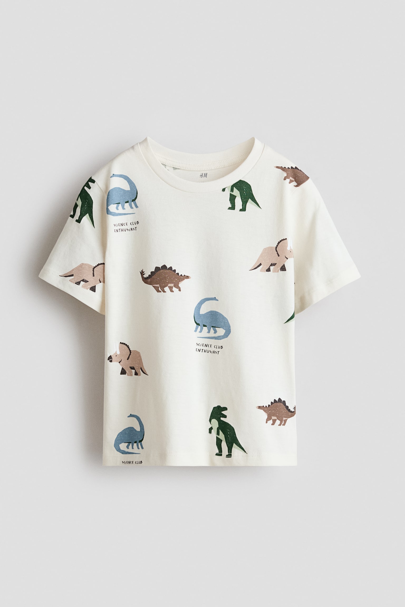 Áo thun cotton in hình - Màu kem/Khủng long/Màu xám nhạt đốm/SoHo/Màu trắng/Kẻ/Màu trắng/Kẻ nâu