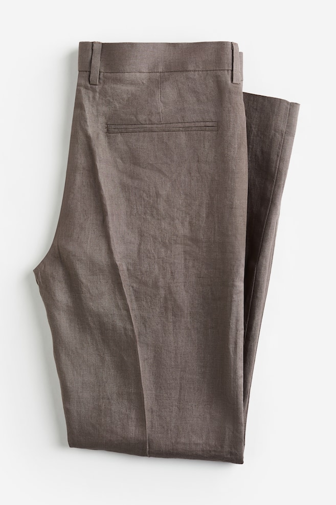Pantalon de costume Slim Fit en lin - Beige foncé - 4