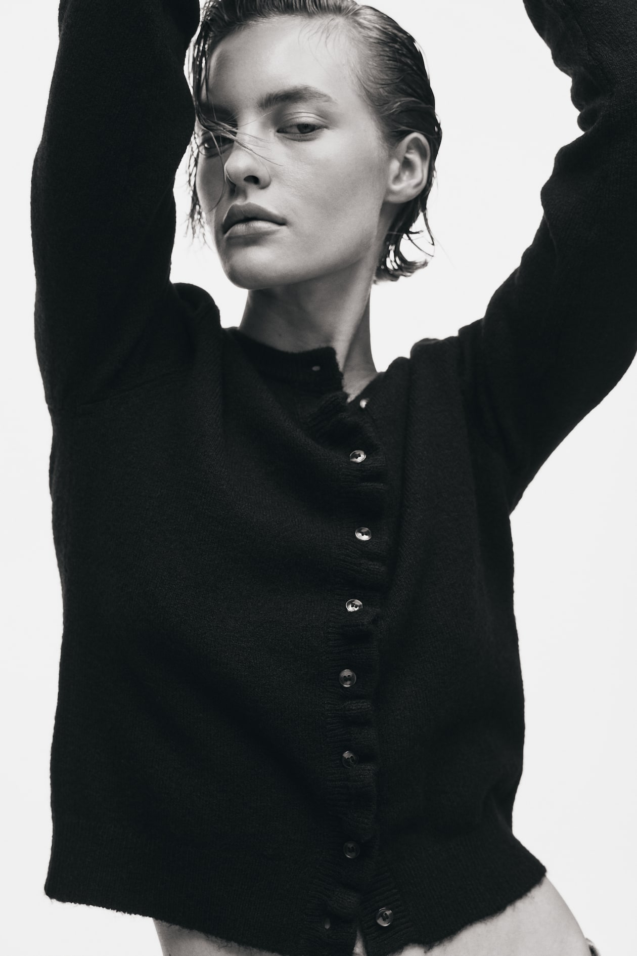 Ruffle-Trimmed Cardigan