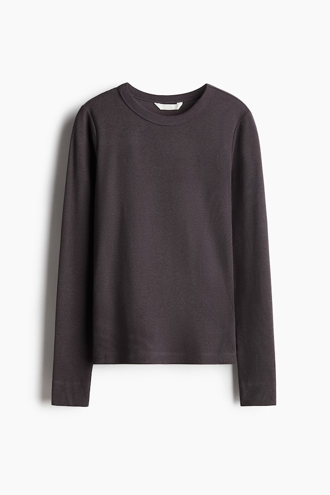 Maglia a costine misto modal - Marrone scuro/Nero/Bianco/Beige scuro/Blu polvere chiaro/Bordeaux - 1