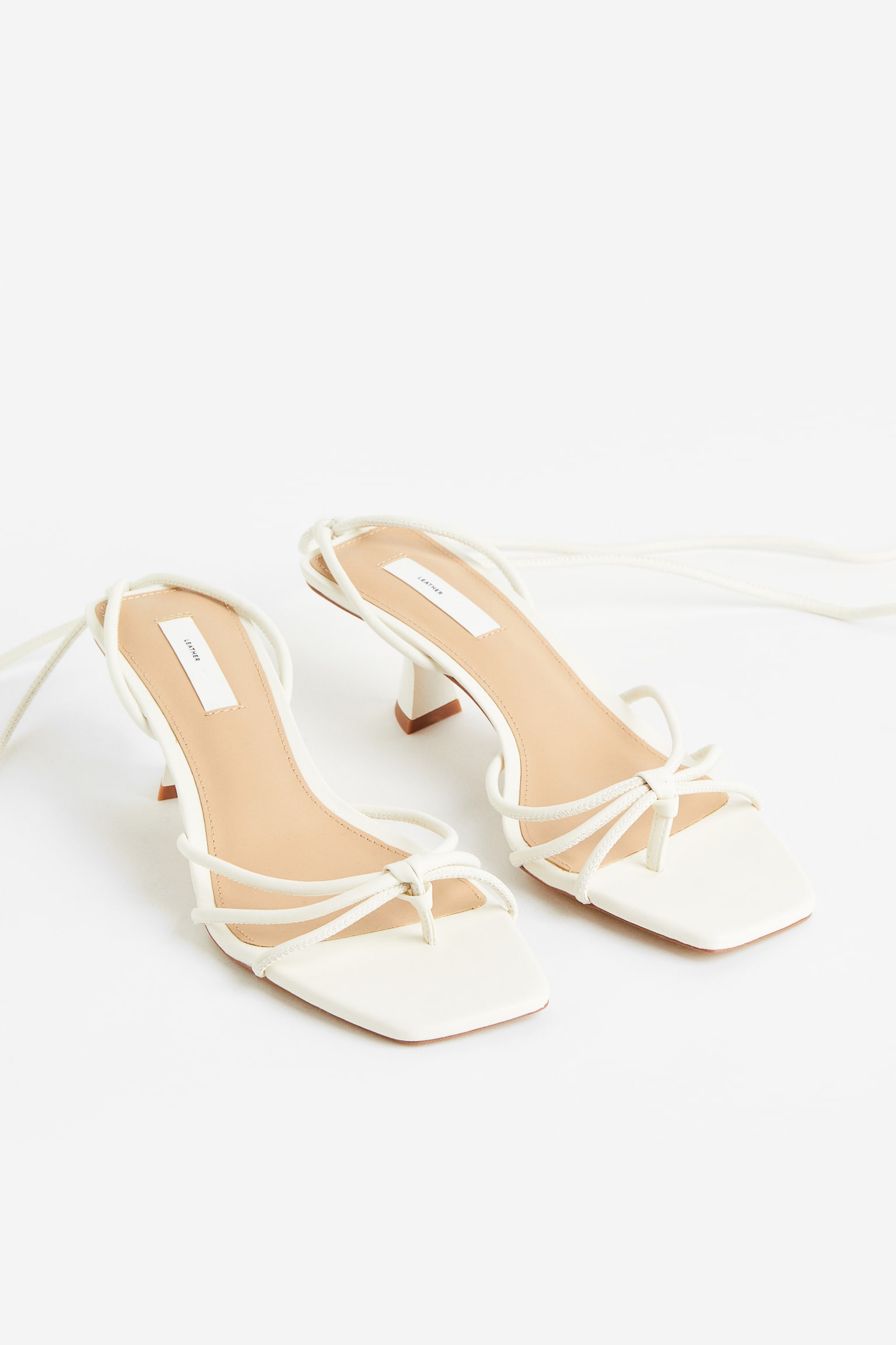 Strappy Leather Sandals - White - 2