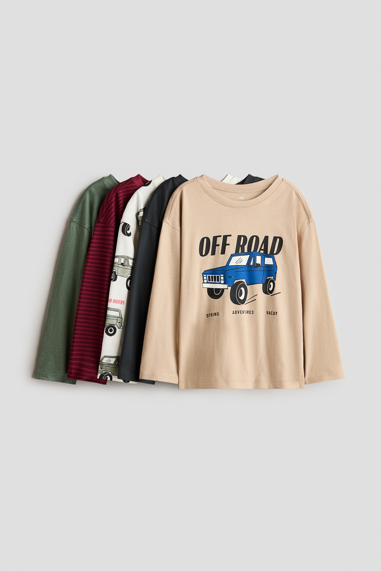 5-pack long-sleeved T-shirts - Beige/Off Road/Dusty blue/Saturn Quest/Turquoise/Fun Crew