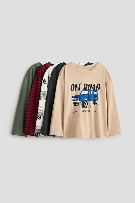 Детские футболки H&M 5-Pack Long-Sleeved T-Shirts