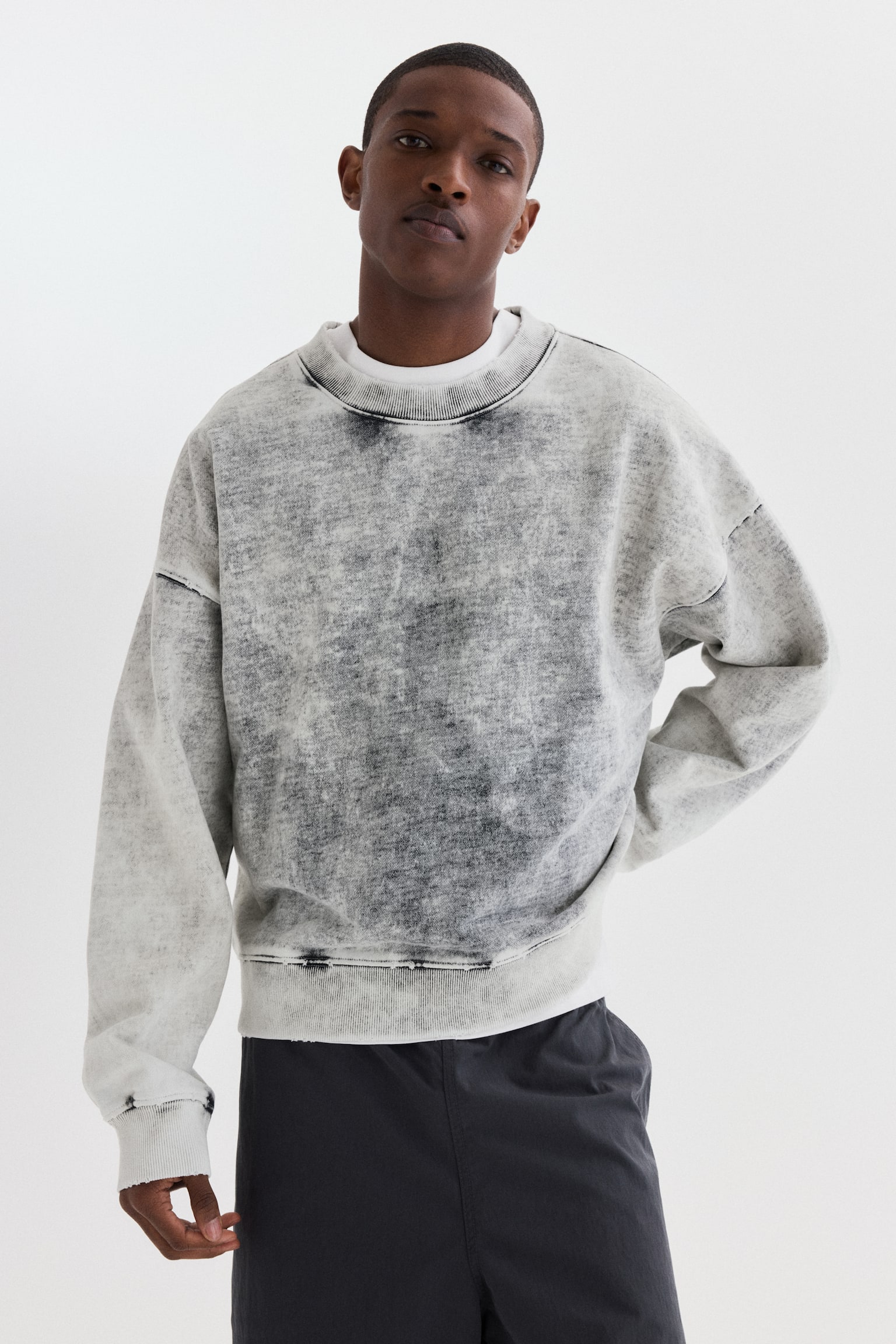 Oversized Fit Washed sweatshirt - Grey - 1