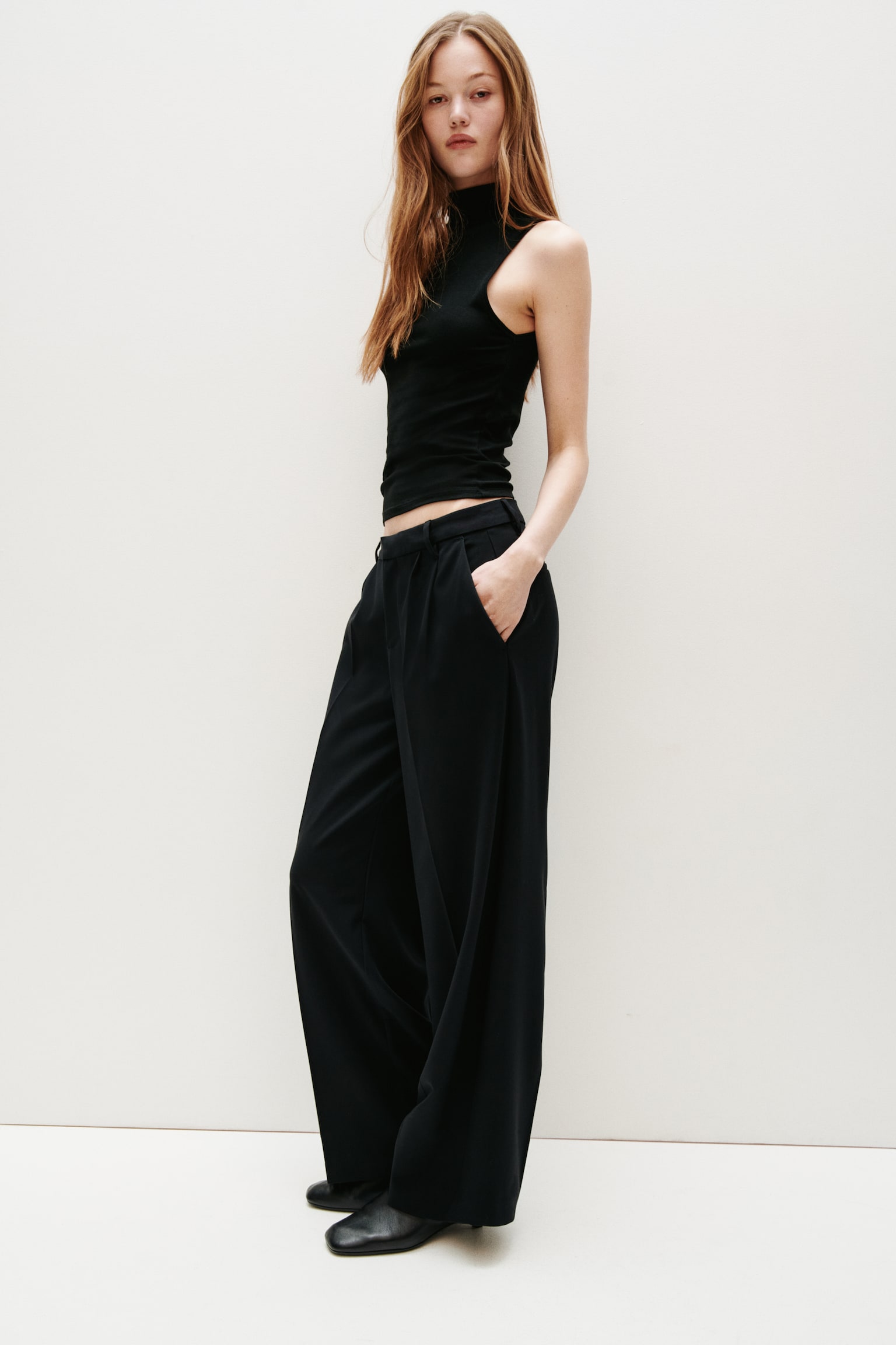 Sleeveless turtleneck top - Black/Dark brown/Dark grey marl - 1