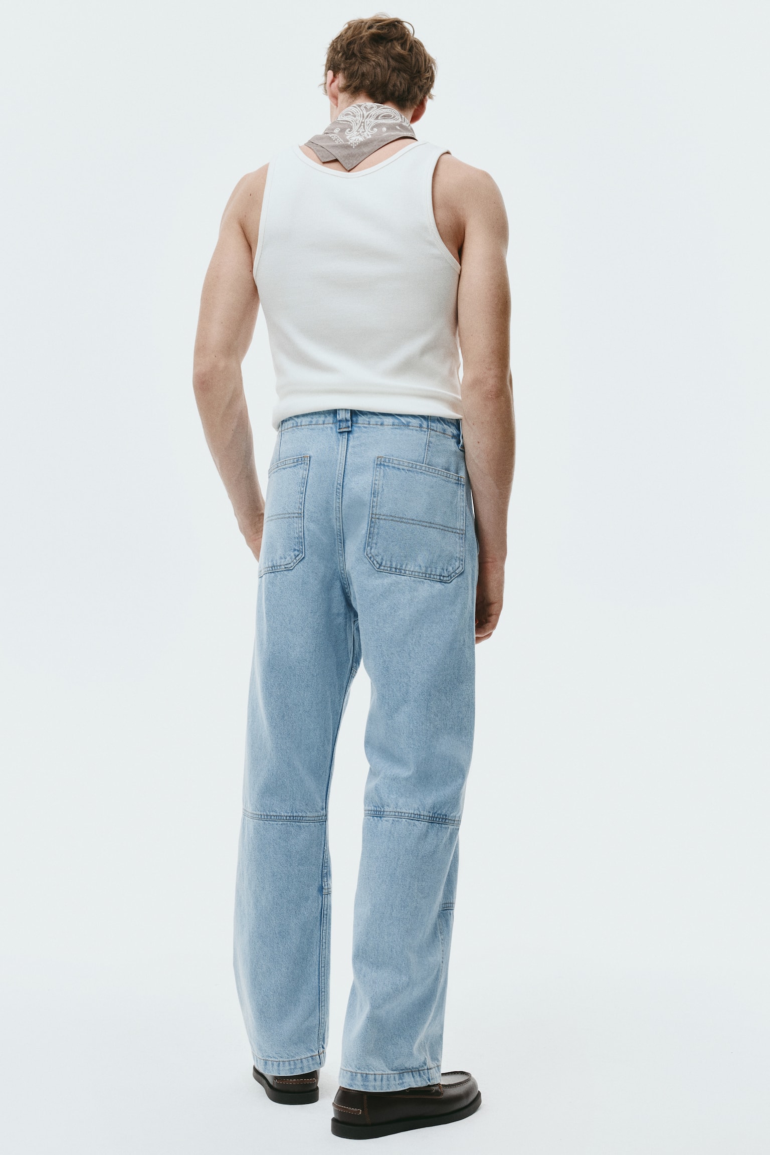 Loose Fit Worker Jeans - כחול ג'ינס/אפור - 6