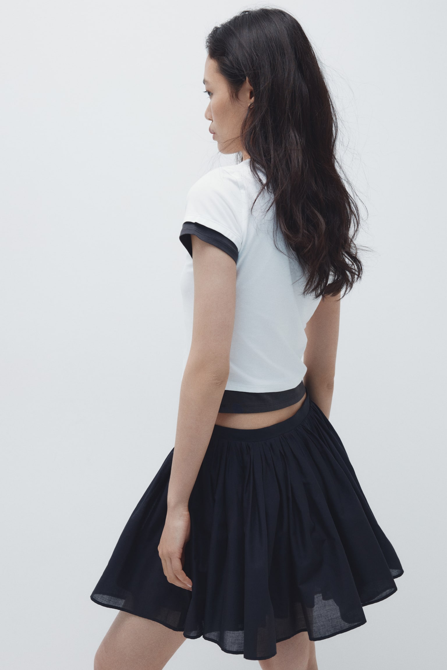 Áo thun kiểu nhiều lớp - Màu trắng/Đen/Xanh tím than/Xanh dương nhạt/Màu hồng nhạt/Trắng - 3