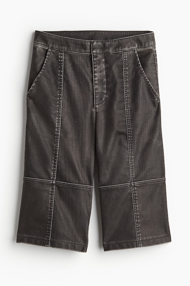 Distressed-look Capri trousers - Black - 1
