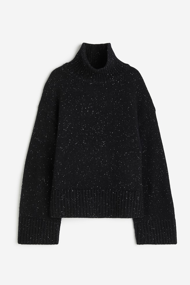 Sweter z domieszką wełny - Czarny melanż - 2