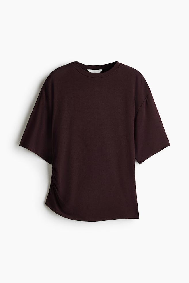 Draped Viscose Top - Dark brown/Dark blue/Cream - 1