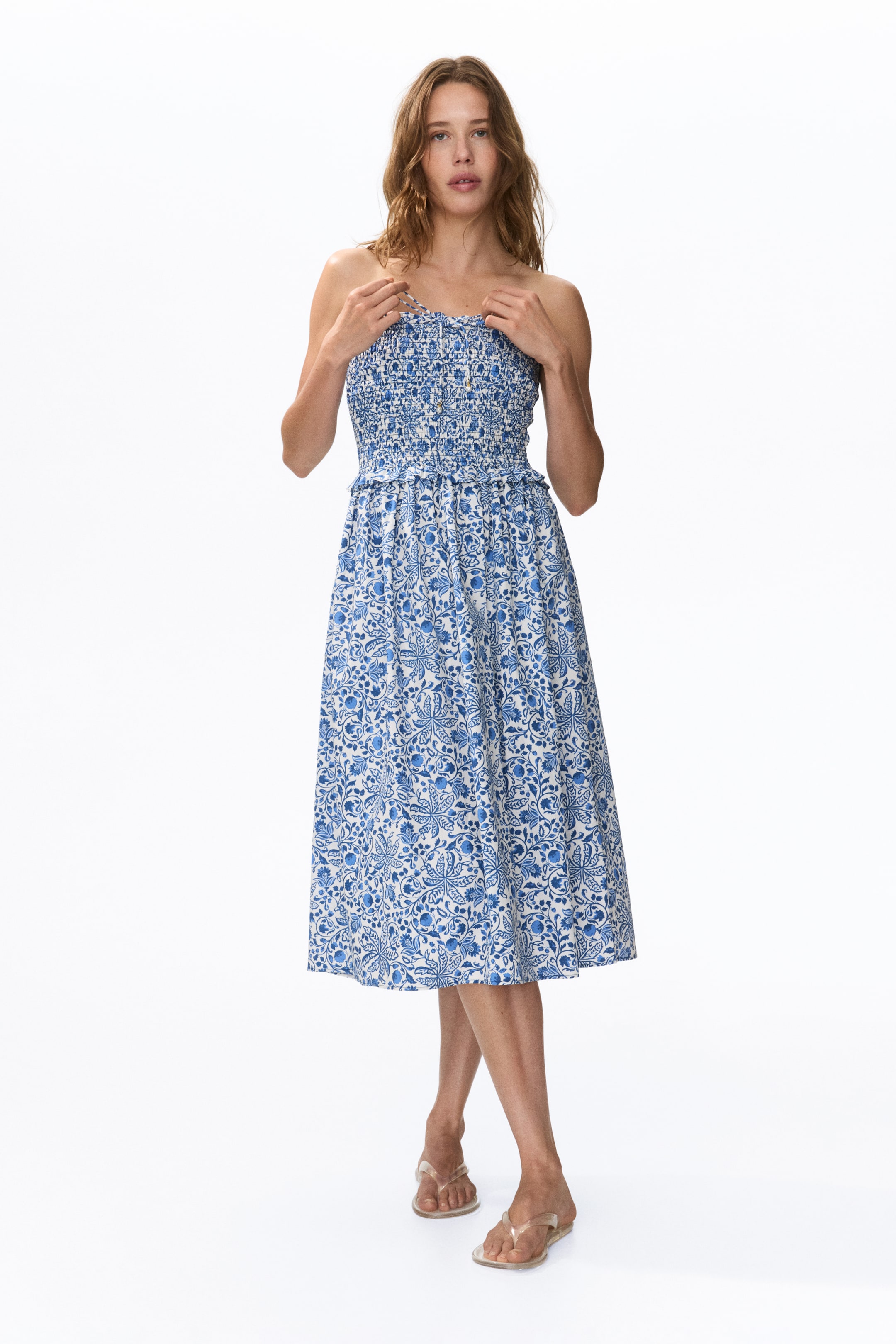 Robe bandeau avec corsage smocké