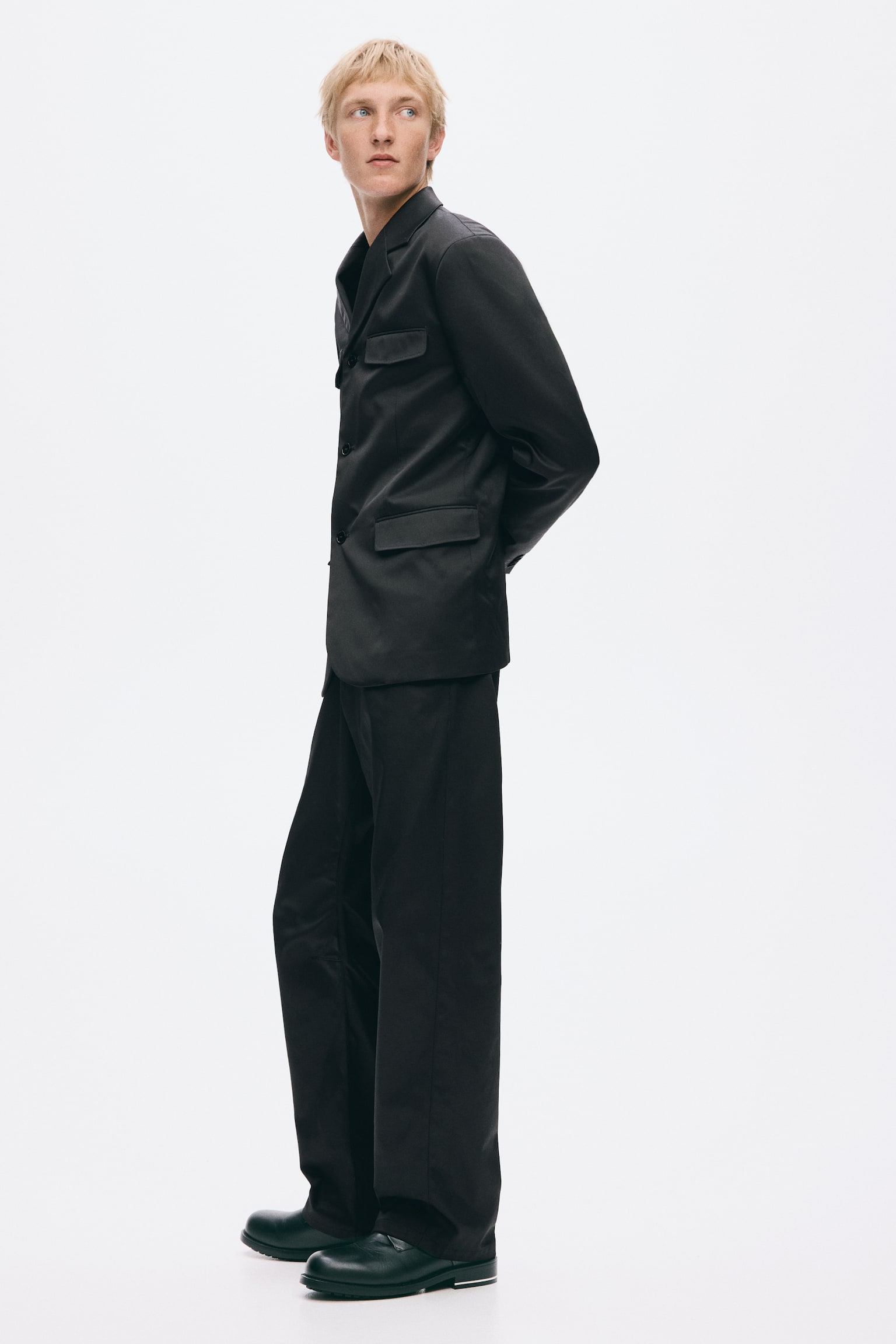 Мужская куртка H&M Slim-Fit Single-Breasted Twill, цвет: Чёрный — фото 6