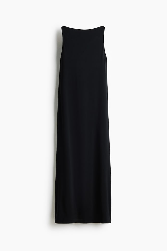 Boat-neck jersey dress - Black/Bright red - 1