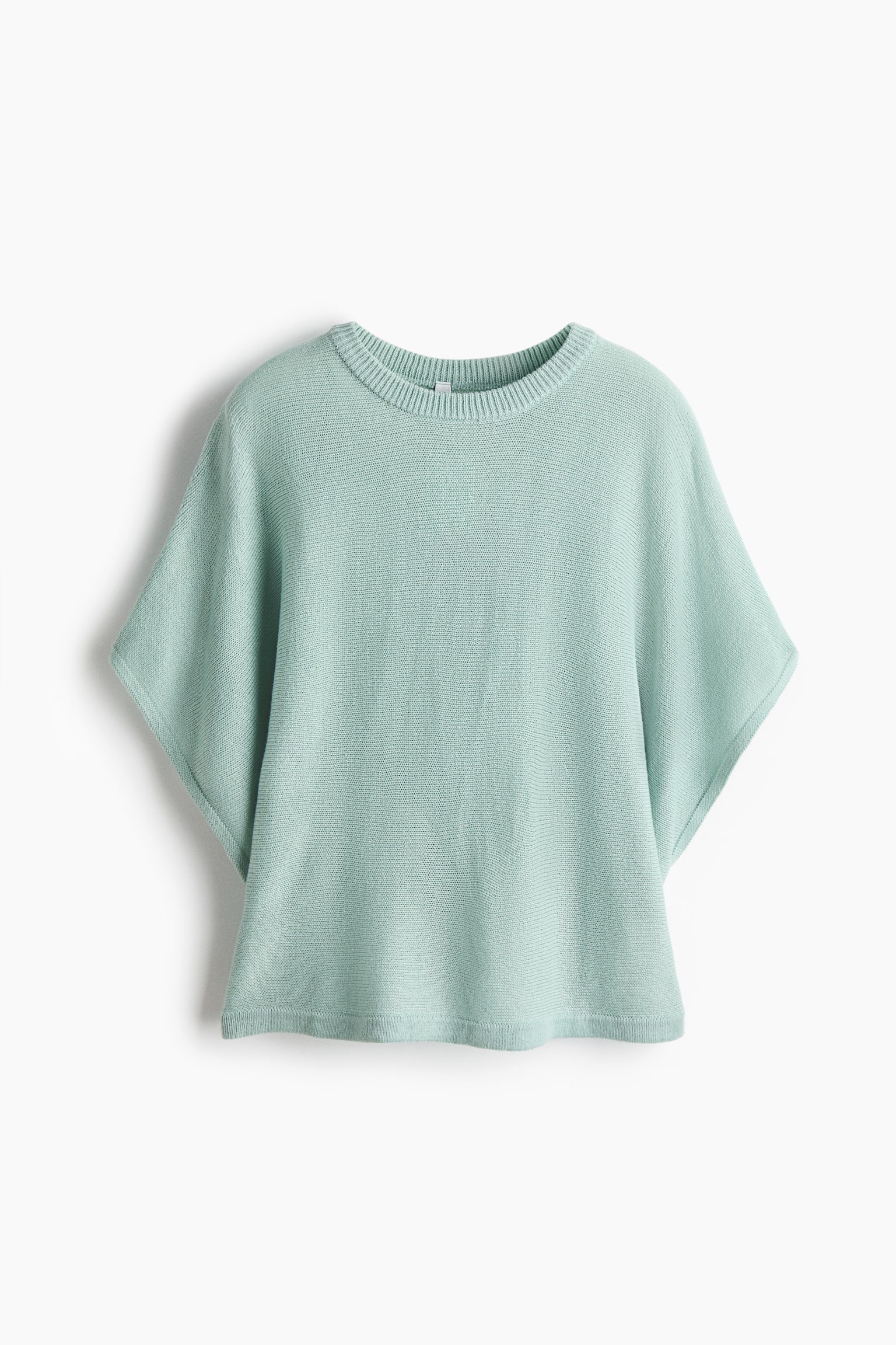 Batwing-sleeved knitted top - Light turquoise/Navy blue - 2