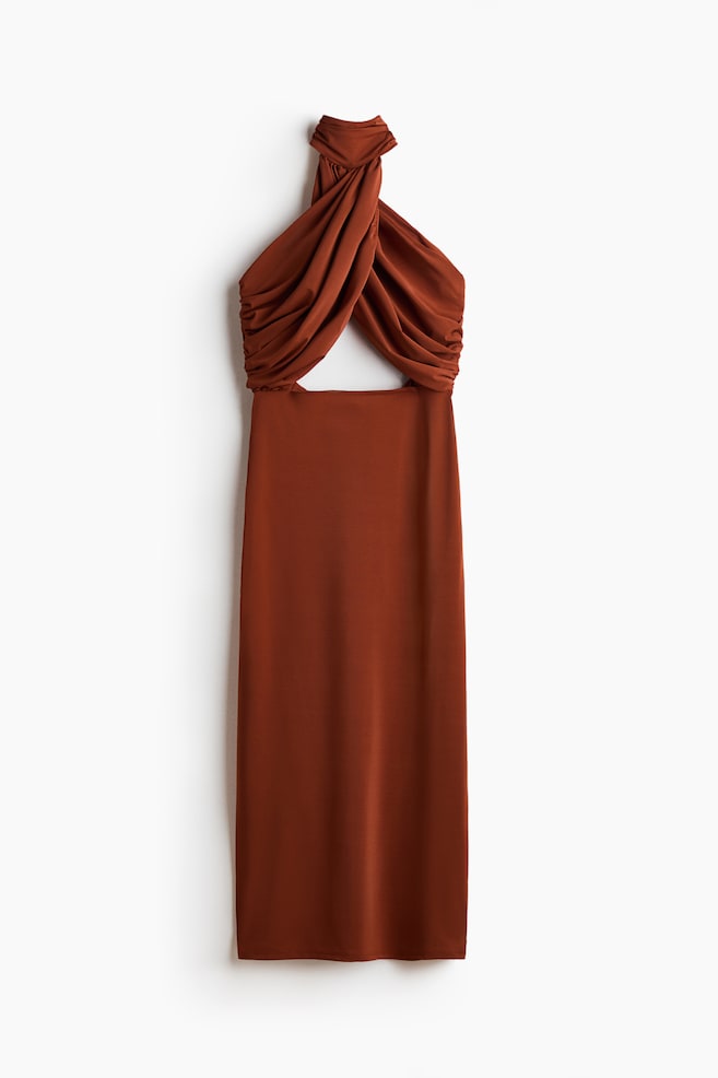 Robe découpée avec détail torsadé - Orange brûlé - 1
