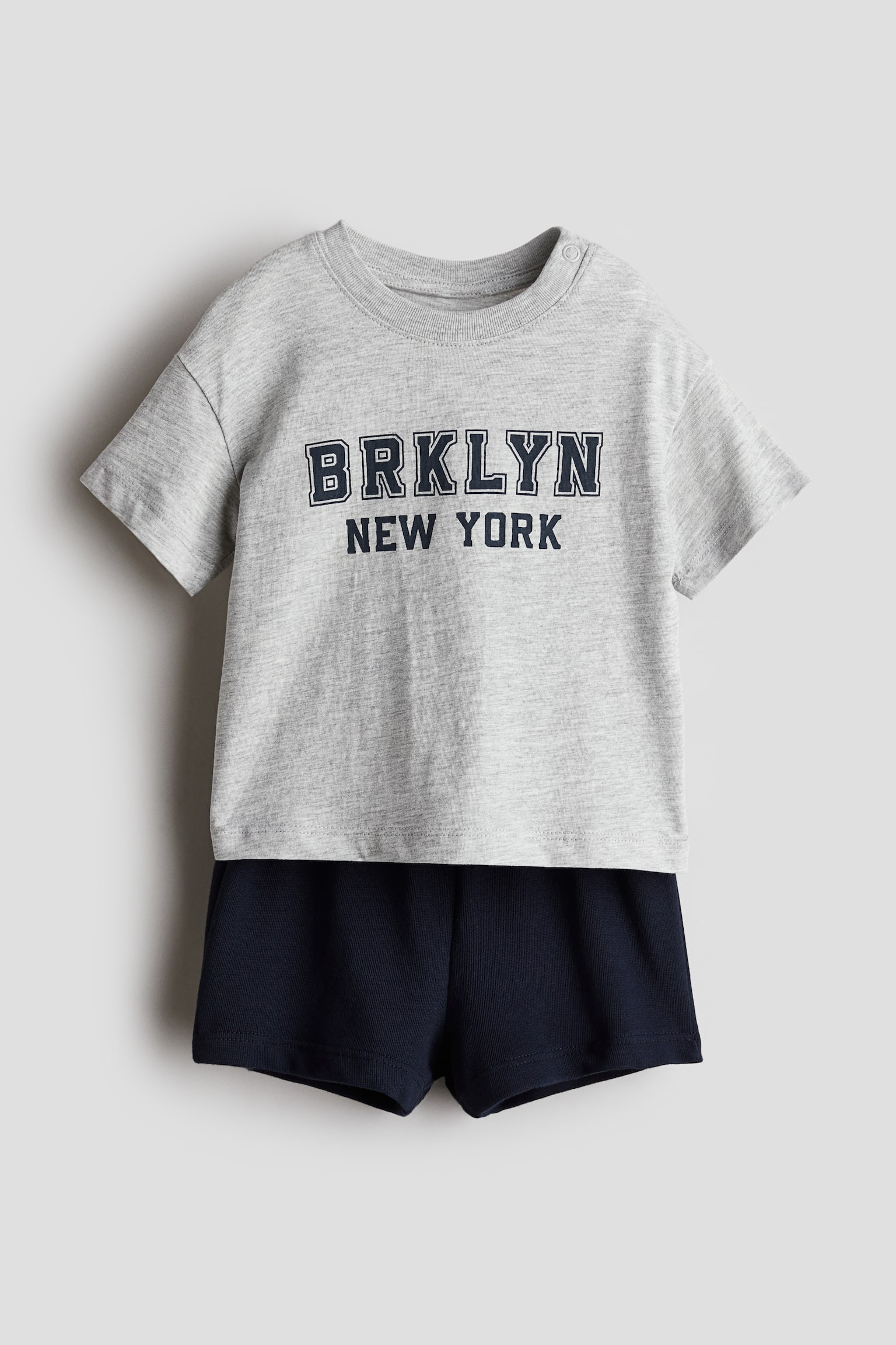 2-piece T-shirt and shorts set - Grey marl/BRKLYN New York - 1