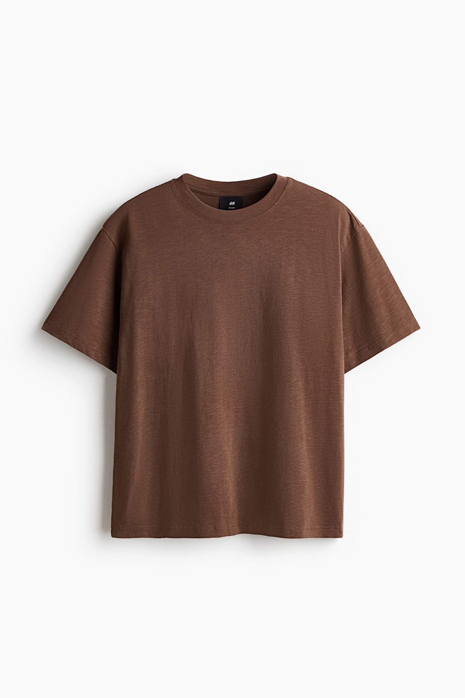 T-shirt i bomuld Relaxed Fit - Brun/Creme/Mørk kakigrøn/Sort - 1