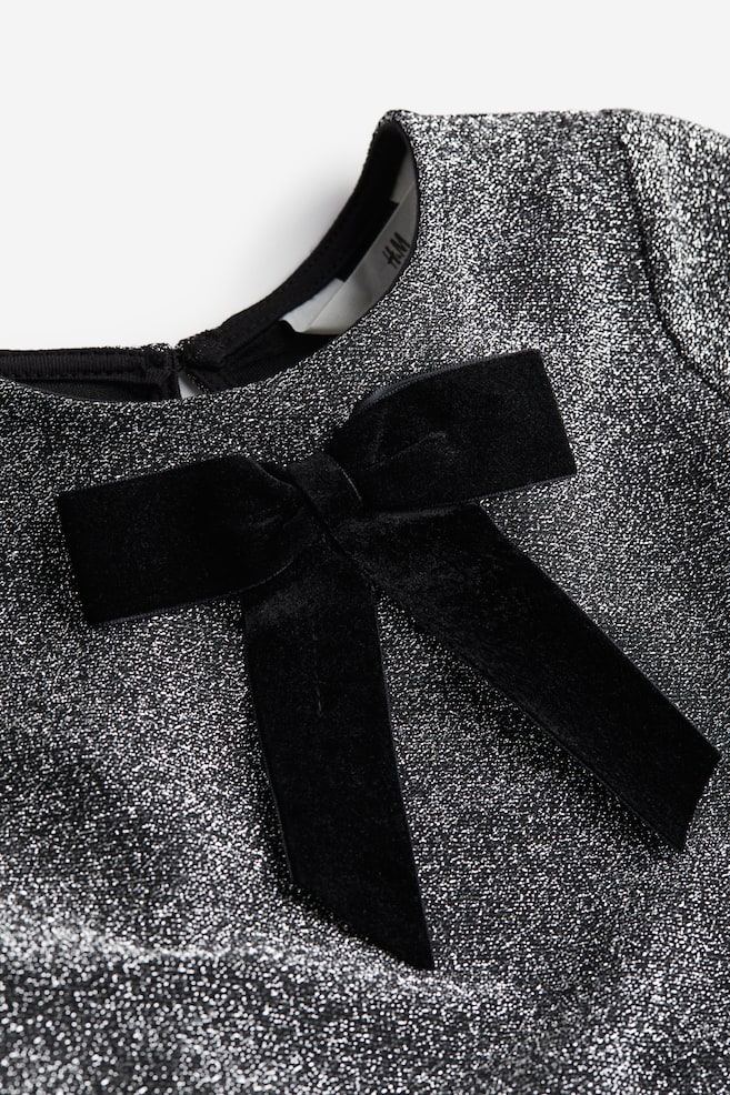 Bow-detail glittery dress - Black/Glittery - 2