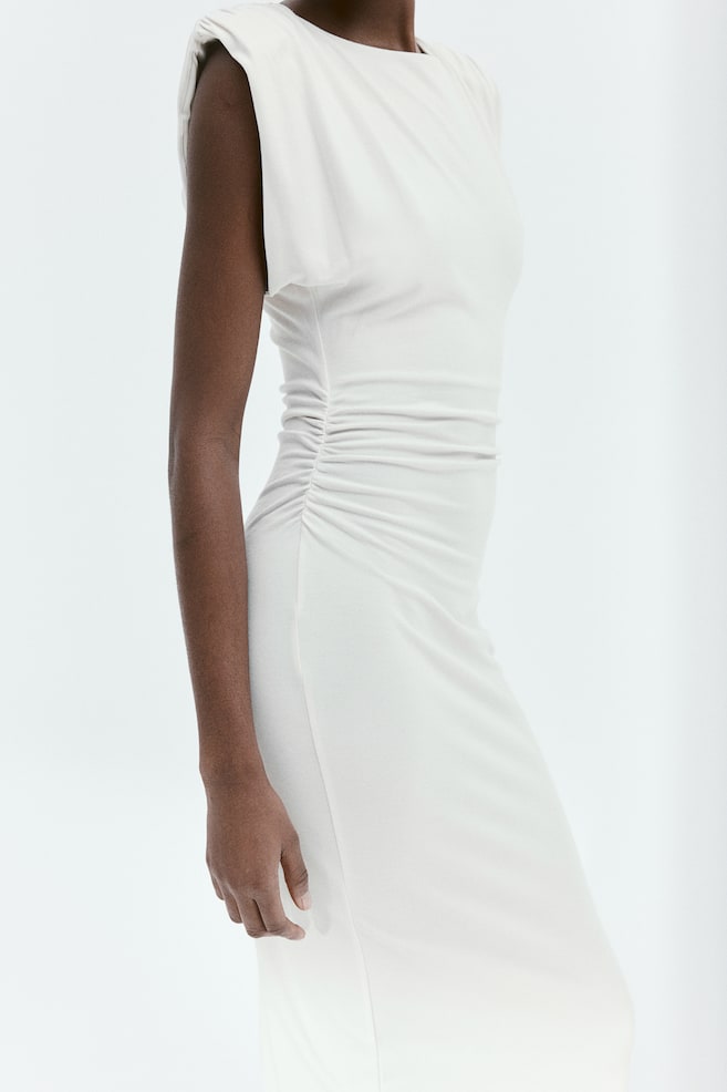 Shoulder-pad dress - Cream/Black - 3