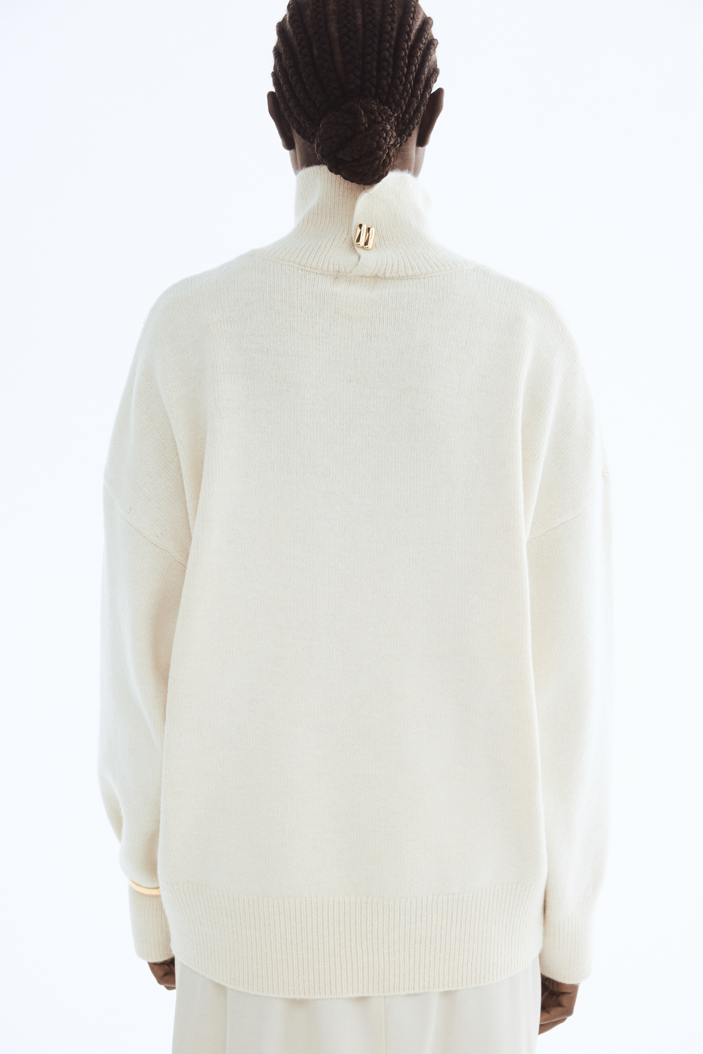 Women's Dark gray melange Oversized Mock-Turtleneck Sweater | H&M US