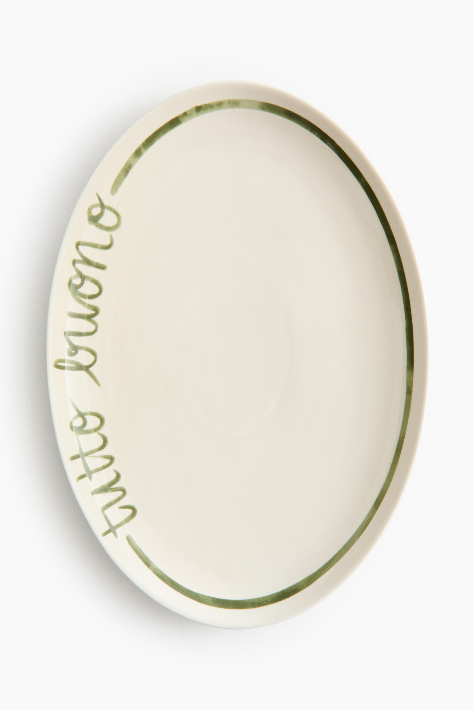 Large porcelain serving plate - White/Green - 3