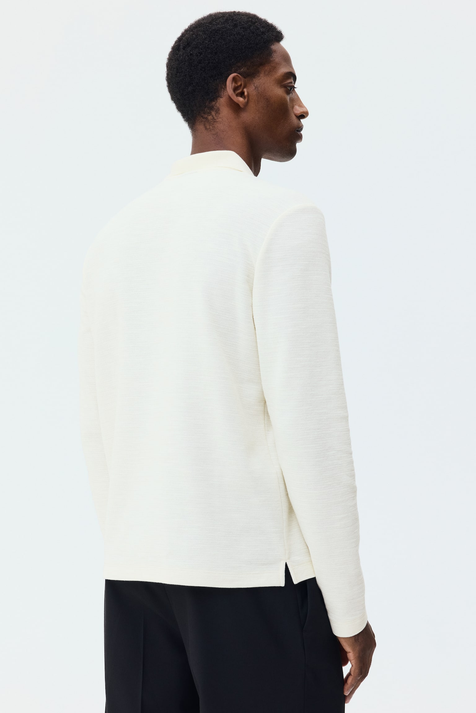 Slim Fit Long-sleeve polo shirt - Cream/Dark grey - 6