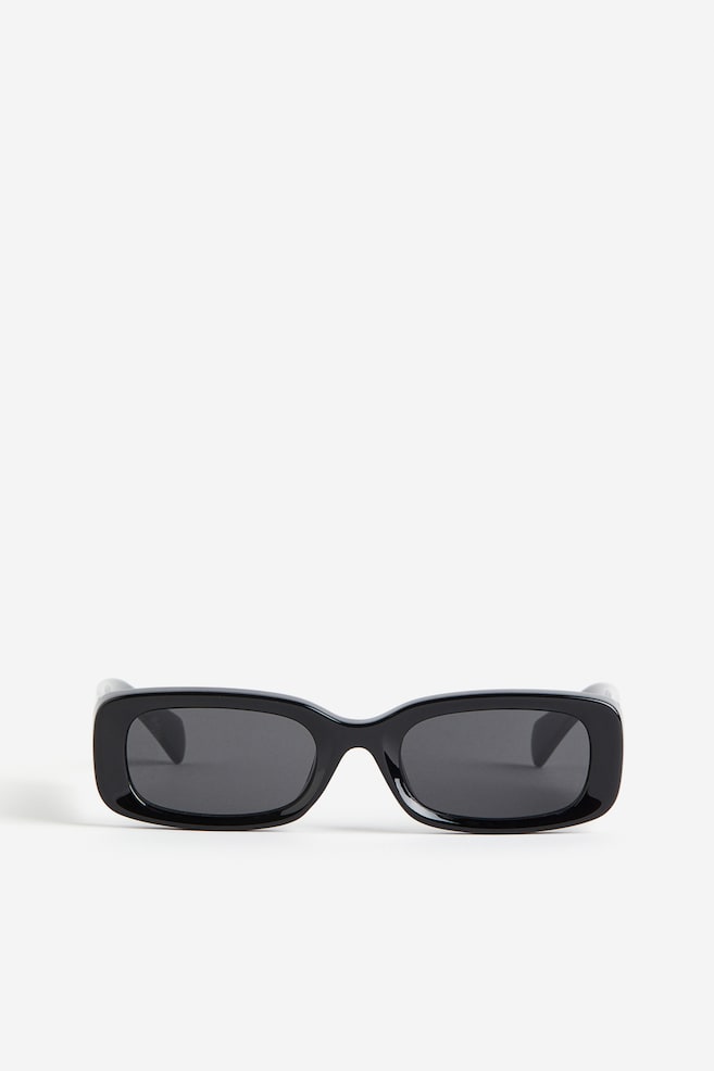 Prostokątne okulary przeciwsłoneczne - Czarny/Brązowy - 2