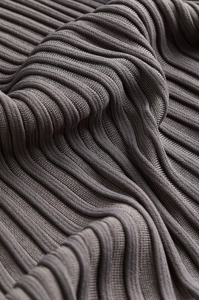 Rib-knit flared skirt - Grey - 3