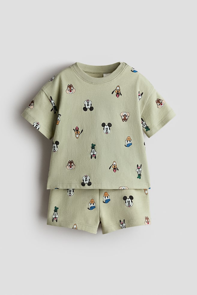 2-Piece Printed Set - Light green/Mickey Mouse/Mint green/The Lion King - 1
