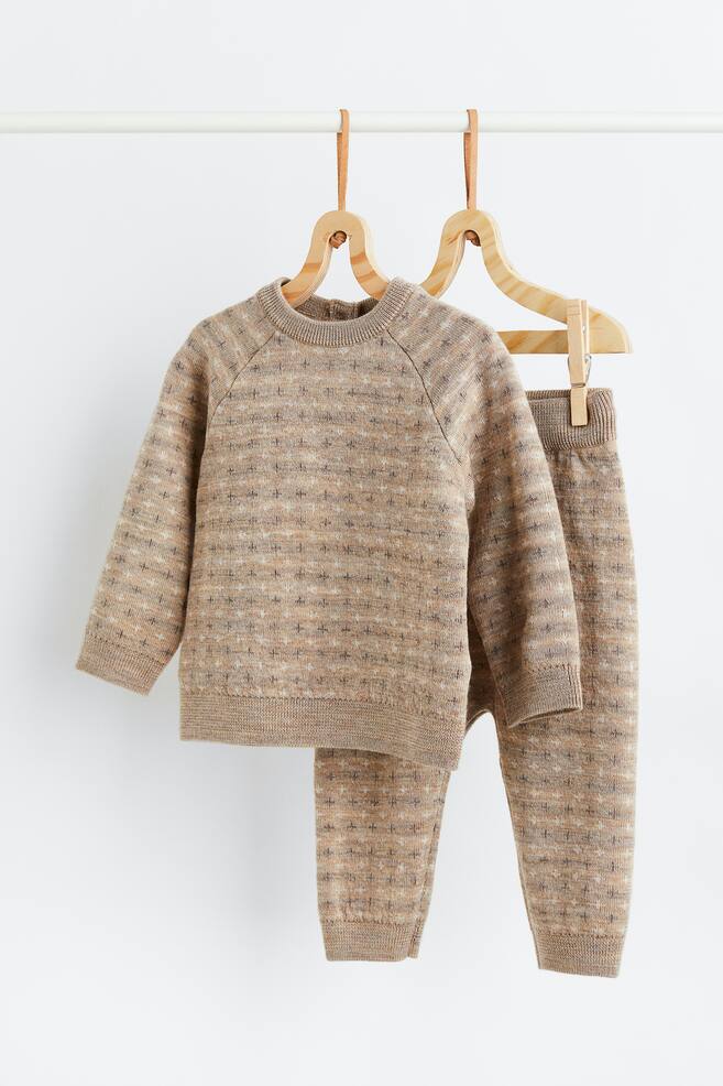Wool jumper and trousers - Beige/Patterned/Dark grey marl/Spotted