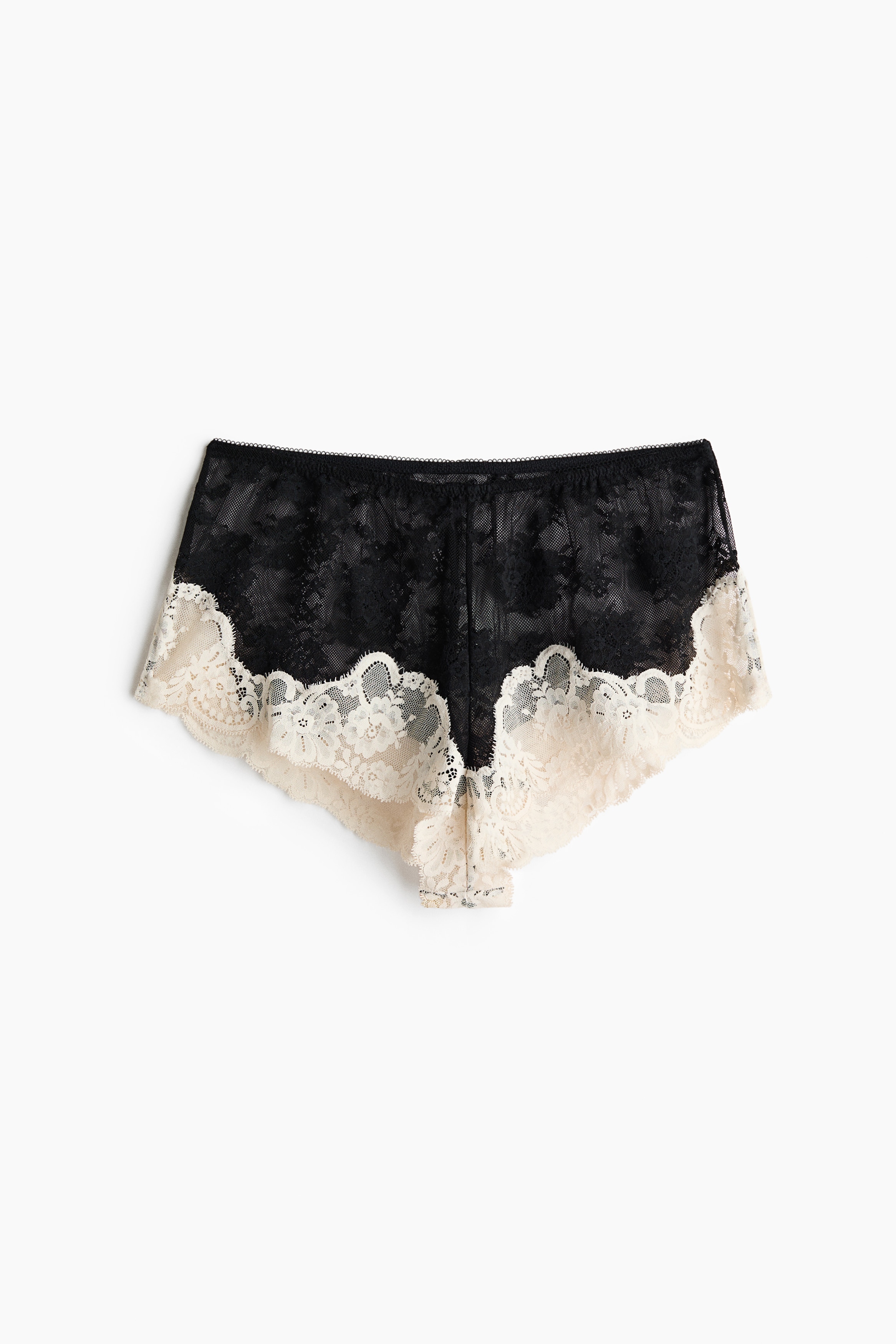 Kanten slip - Shortie - Zwart/roomwit/Zwart/Bleekbeige
