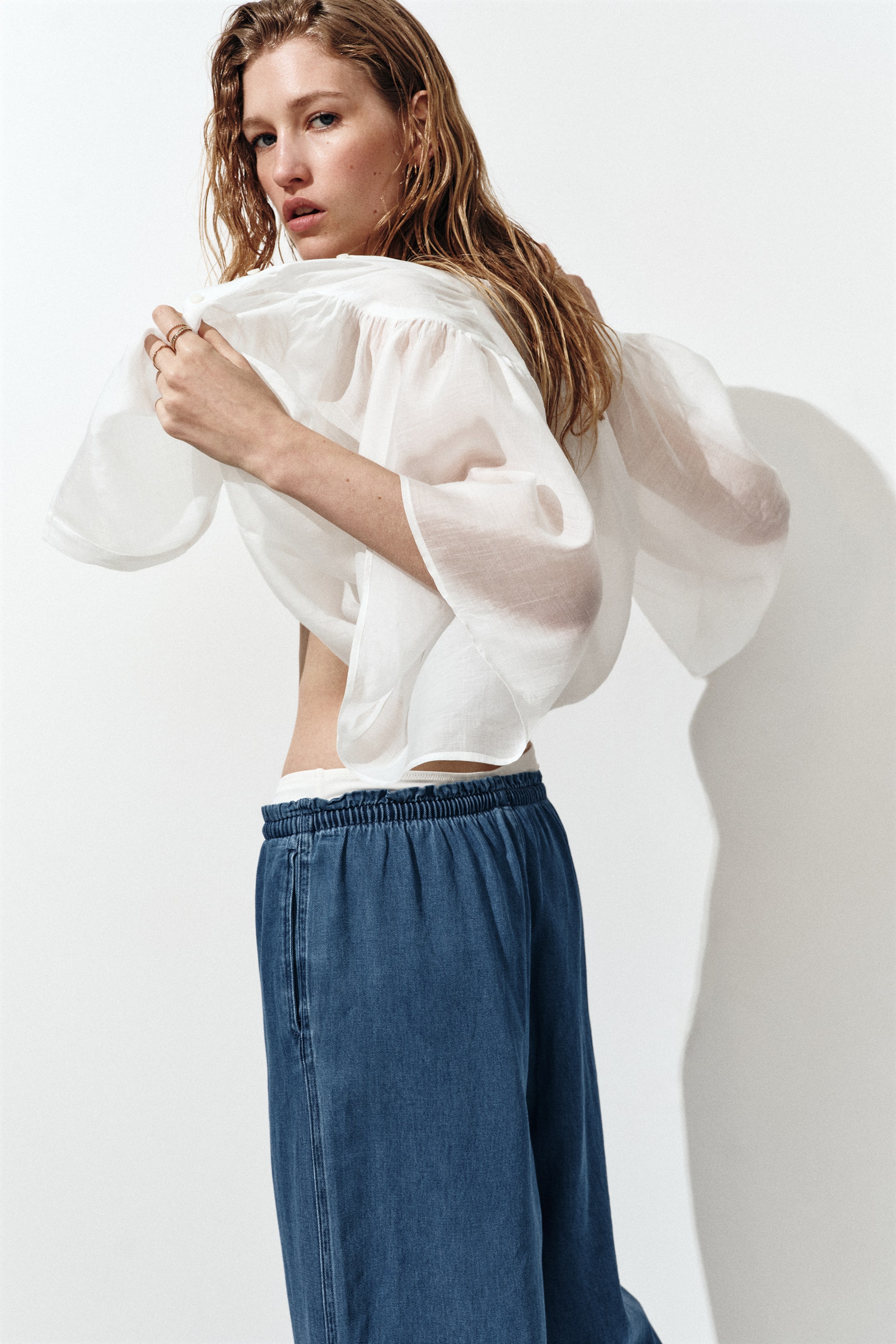 Wide-Cut Paper-Bag Pants