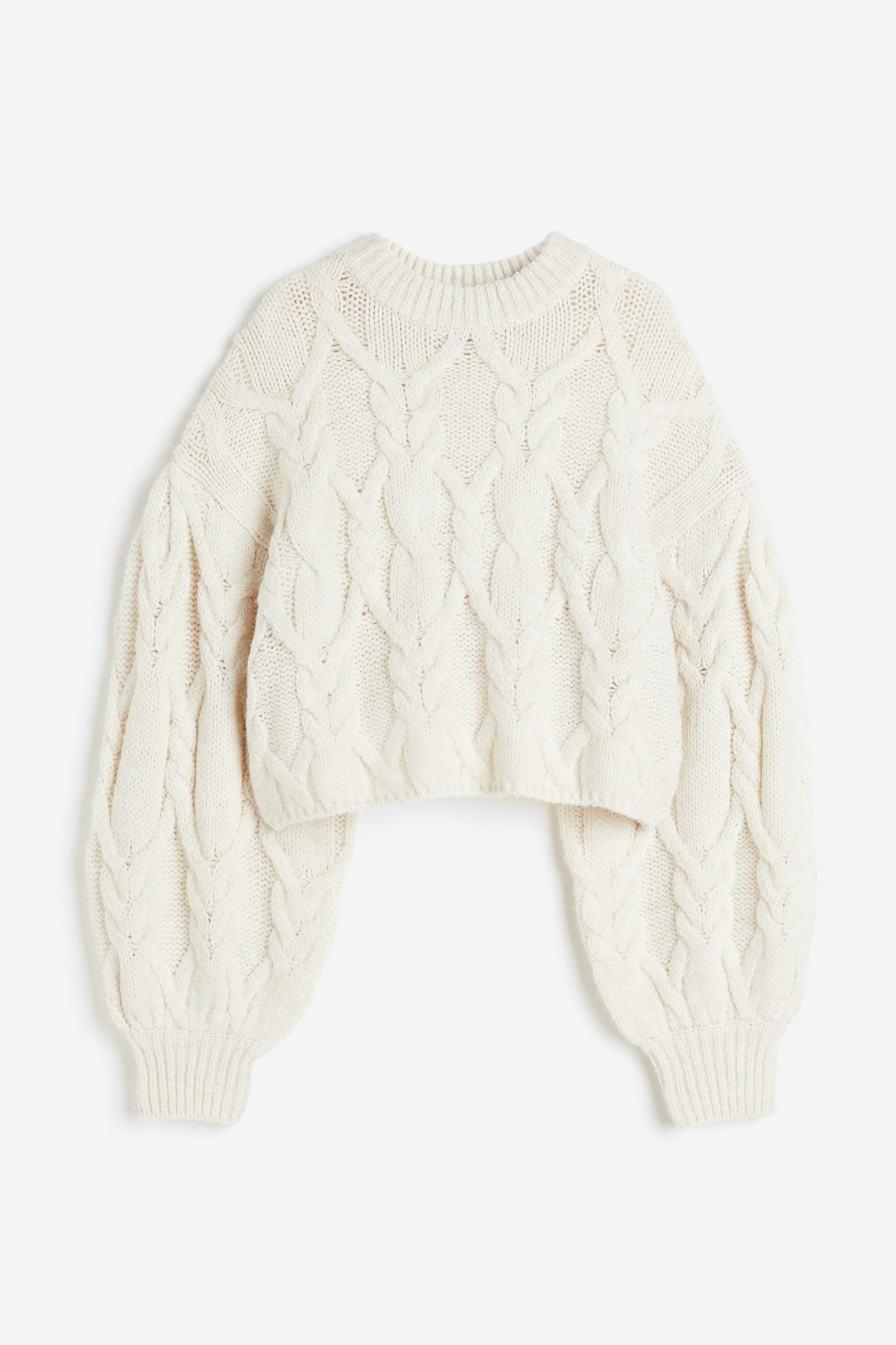 Cable-knit jumper - Natural white - 1