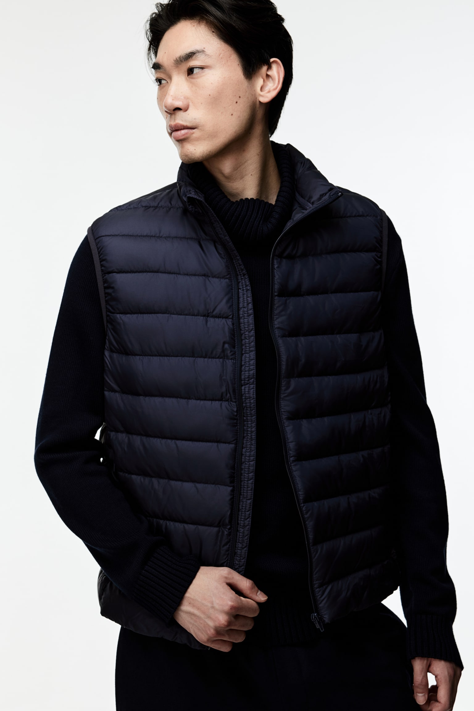 Slim Fit Lightweight puffer gilet - Navy blue/Black - 1