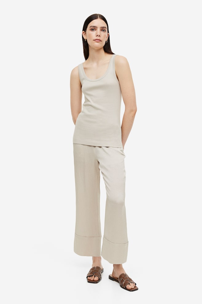 Silk-blend trousers - Light beige/Black - 4