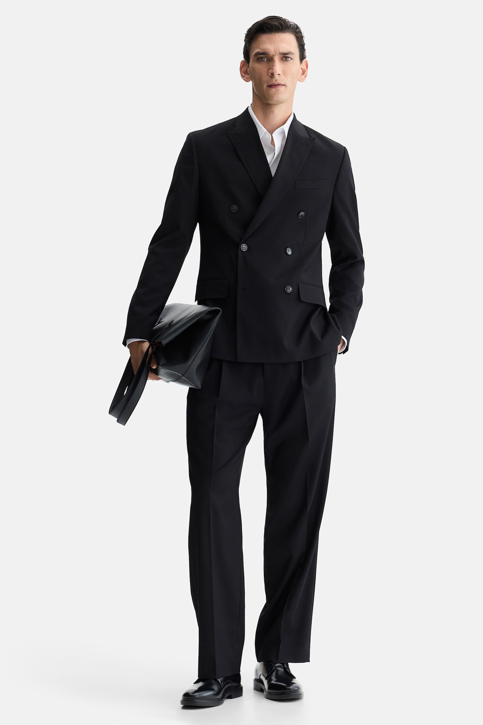 Regular-Fit Tailored Pants - Black - 2