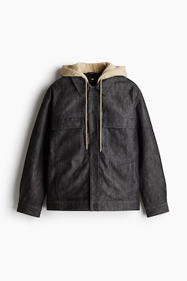 ルーズフィット フーデッドデニムジャケット - ネイビーブルー - Men 