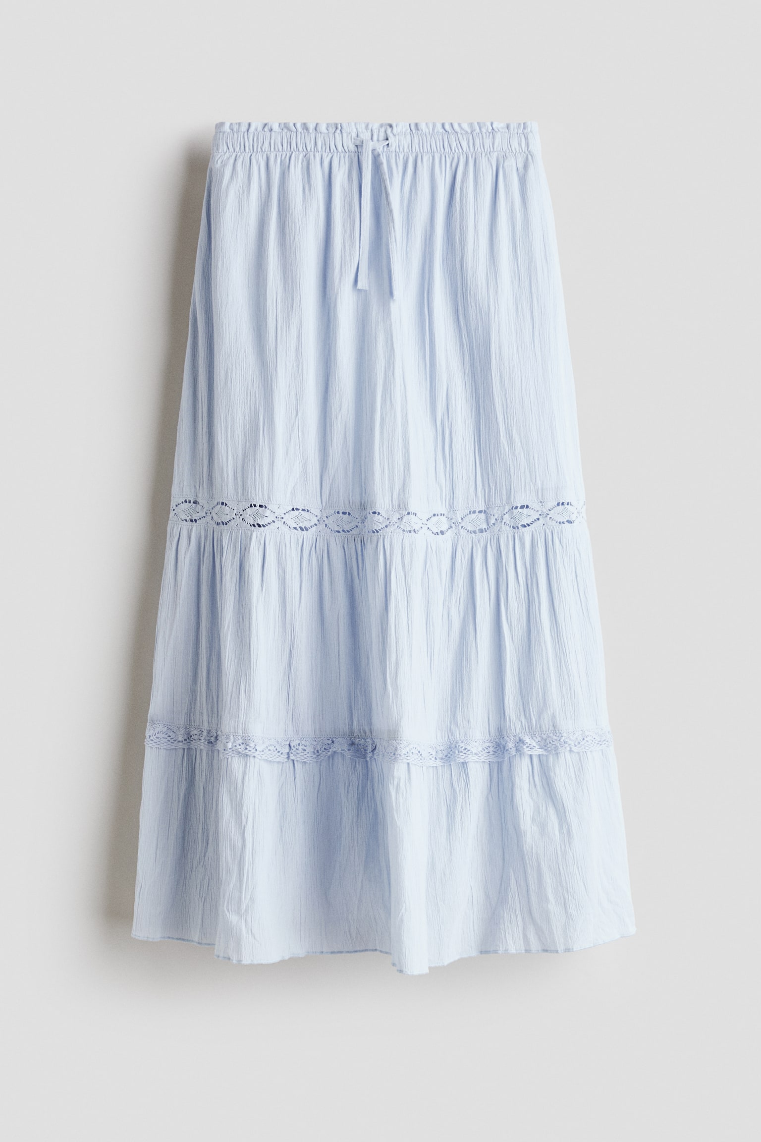 Crinkled cotton skirt - Pale blue